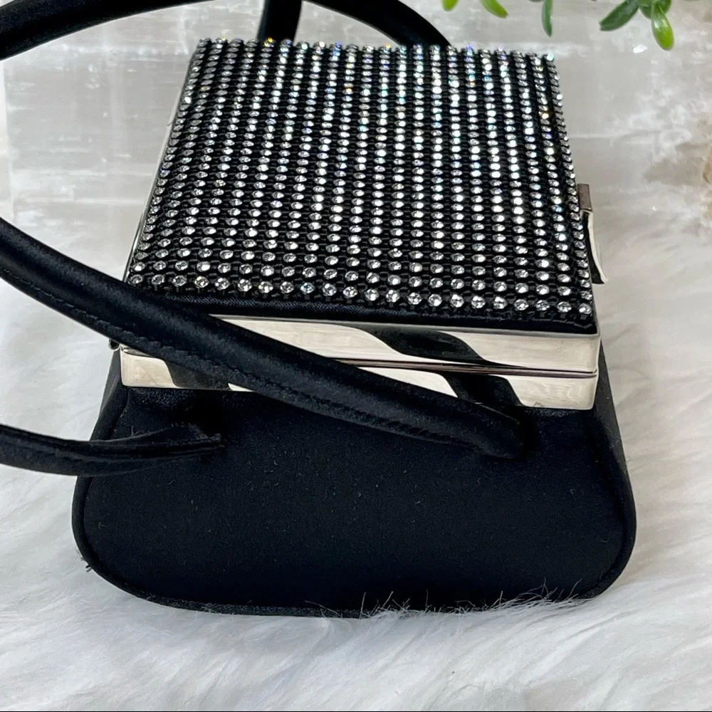 ๐๐SOLD๐๐LA REGALE EVENING BAG vintage UNIQUE CRYSTAL topped SQUARE shaped - Picture 5 of 14